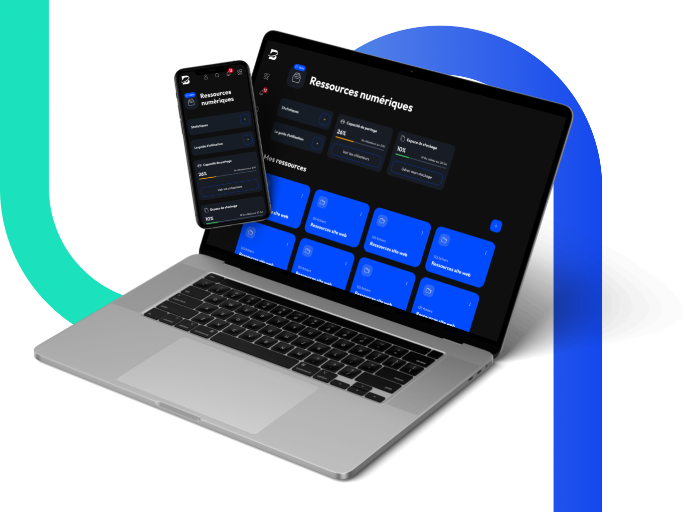Ordinateur portable affichant l'interface de gestion de BiZZ