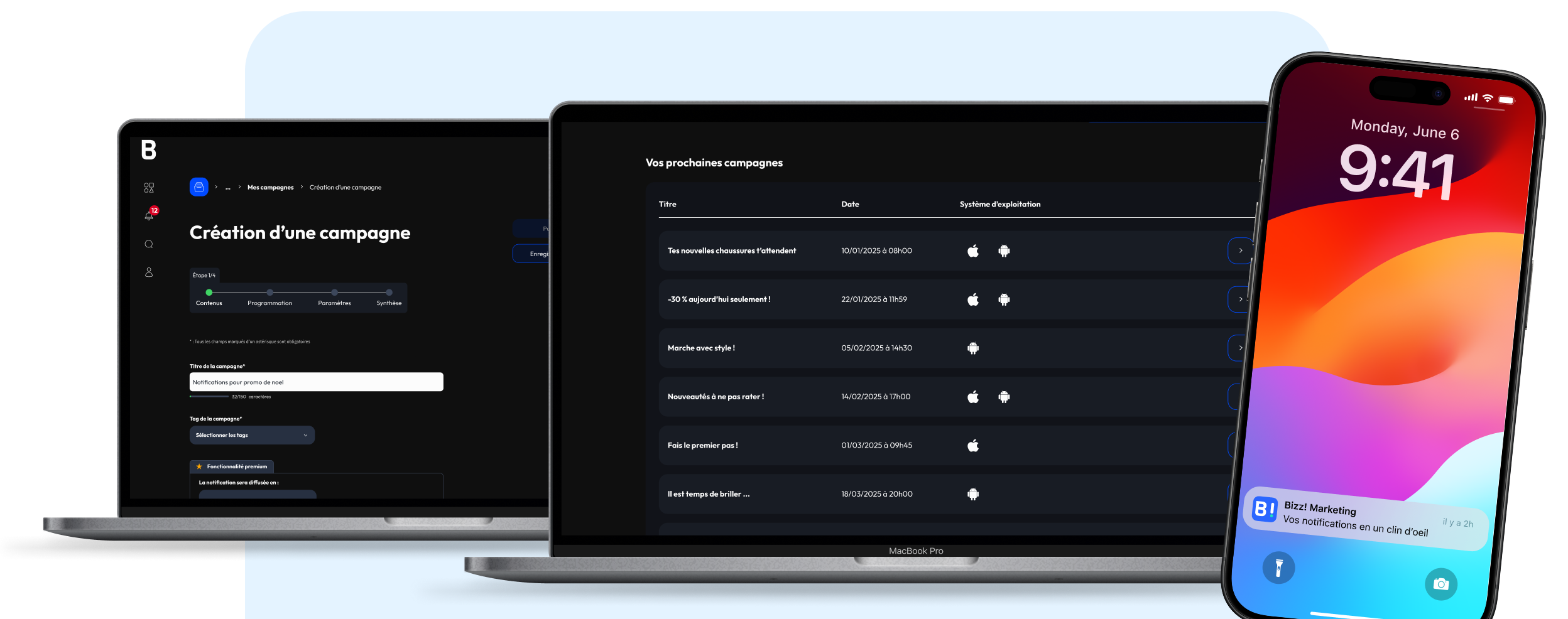 Création d'une campagne depuis le panel d'administration bizz