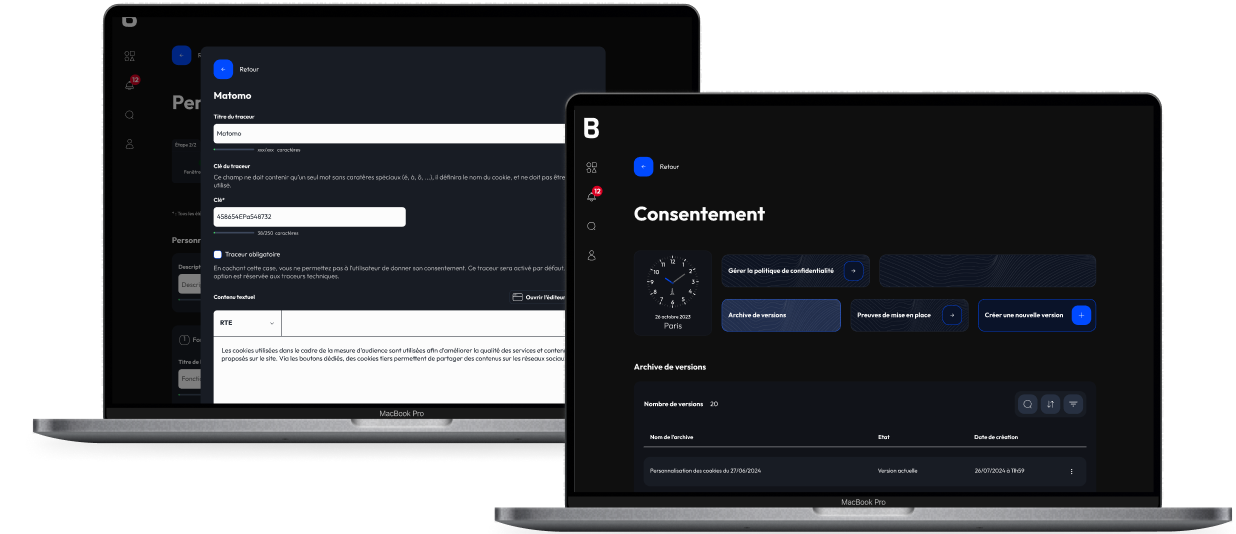 Deux ordinateurs portable affichant la gestion de ressources numériques.