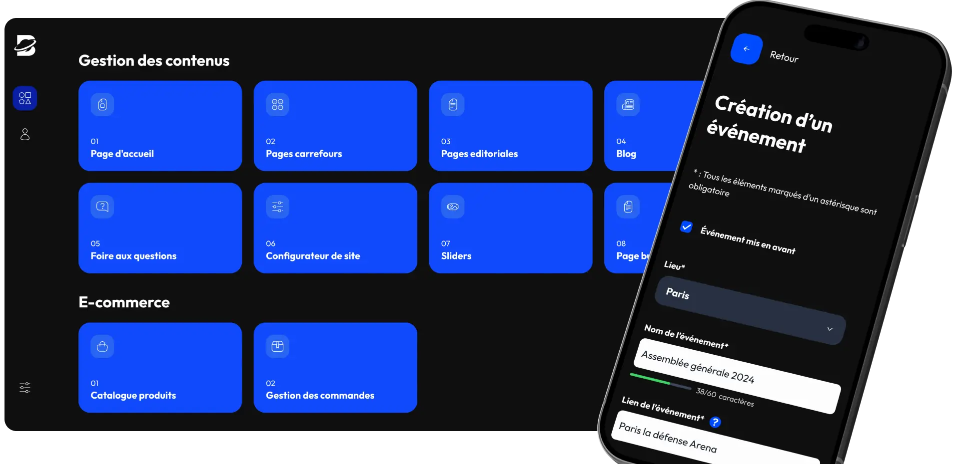 Formulaire de création d'un nouveau client sur le panel d'administration bizz