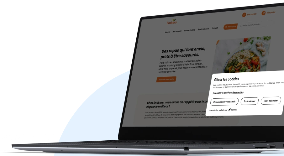 Ordinateur portable affichant une modale de consentement